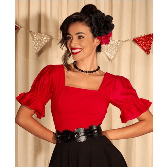 Kitten D'Amour Miss Strawberry Pageant Puff Sleeve Top - Picture 6 of 10